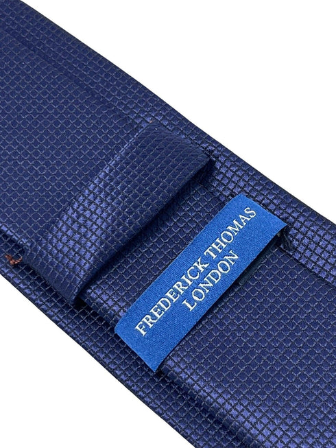 Navy dark blue tie with subtle squared design